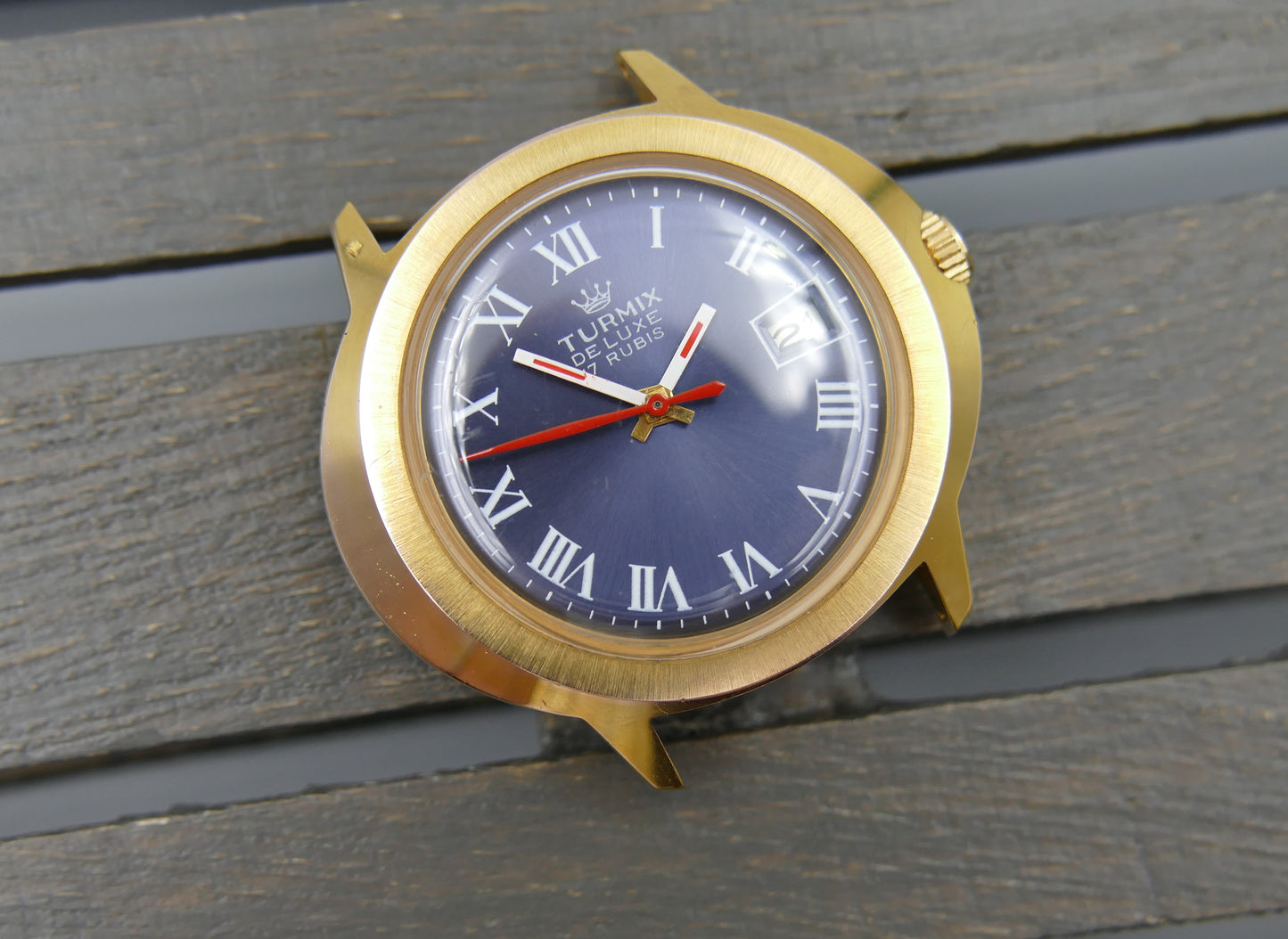 Vintage watch mens Turmix De Luxe manual wind Lorsa P75 Blue Dial