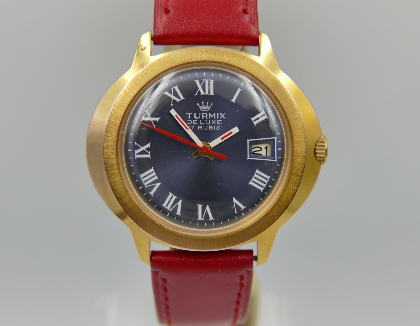 Vintage watch mens Turmix De Luxe manual wind Lorsa P75 Blue Dial