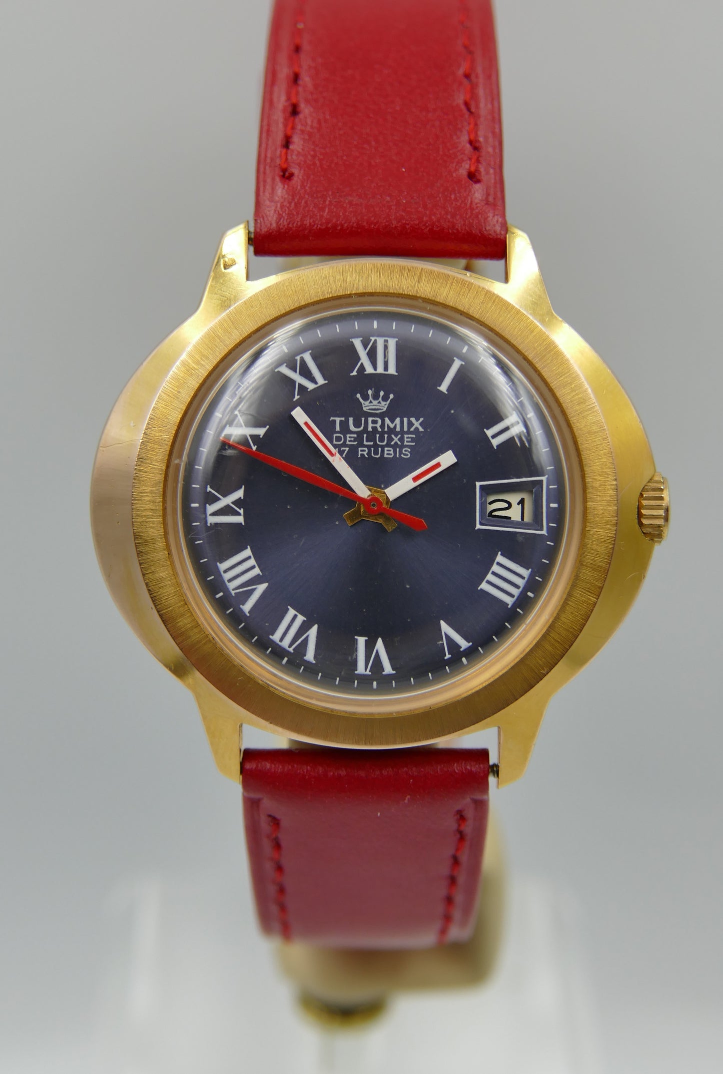 Vintage watch mens Turmix De Luxe manual wind Lorsa P75 Blue Dial