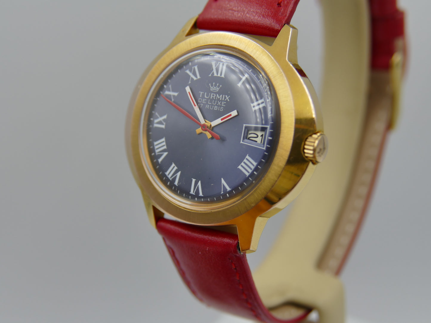 Vintage watch mens Turmix De Luxe manual wind Lorsa P75 Blue Dial
