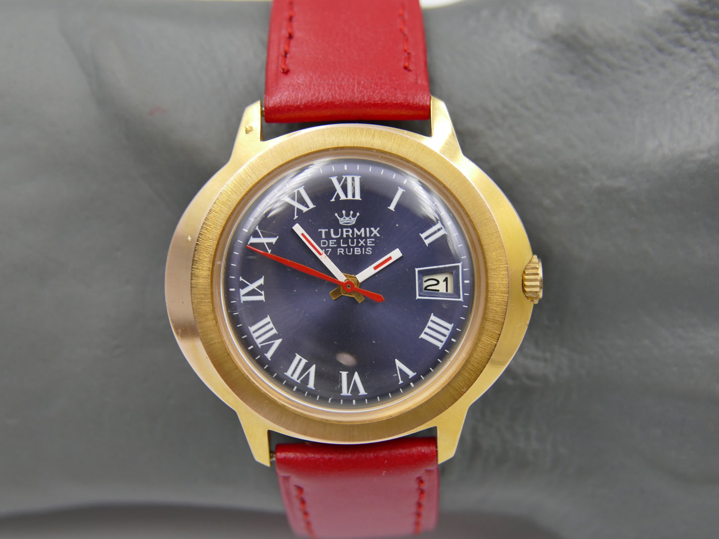Vintage watch mens Turmix De Luxe manual wind Lorsa P75 Blue Dial