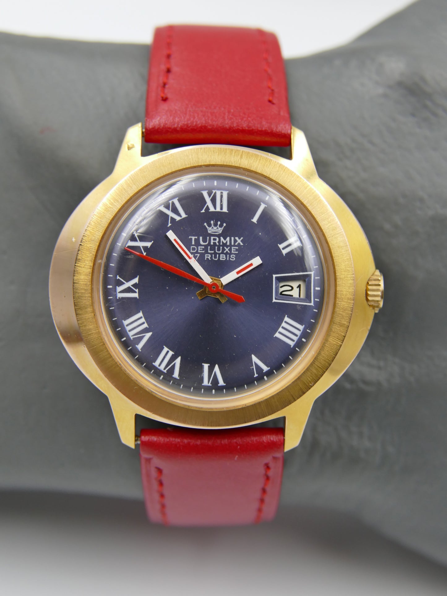 Vintage watch mens Turmix De Luxe manual wind Lorsa P75 Blue Dial