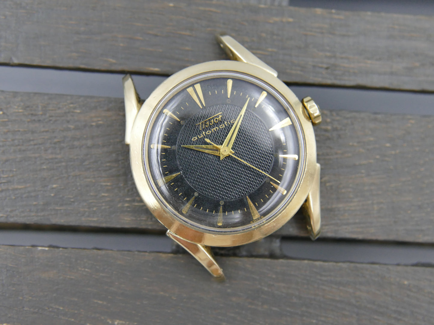 50s vintage watch mens TISSOT bumper automatic cal. 28,5-21T Black Honeycomb