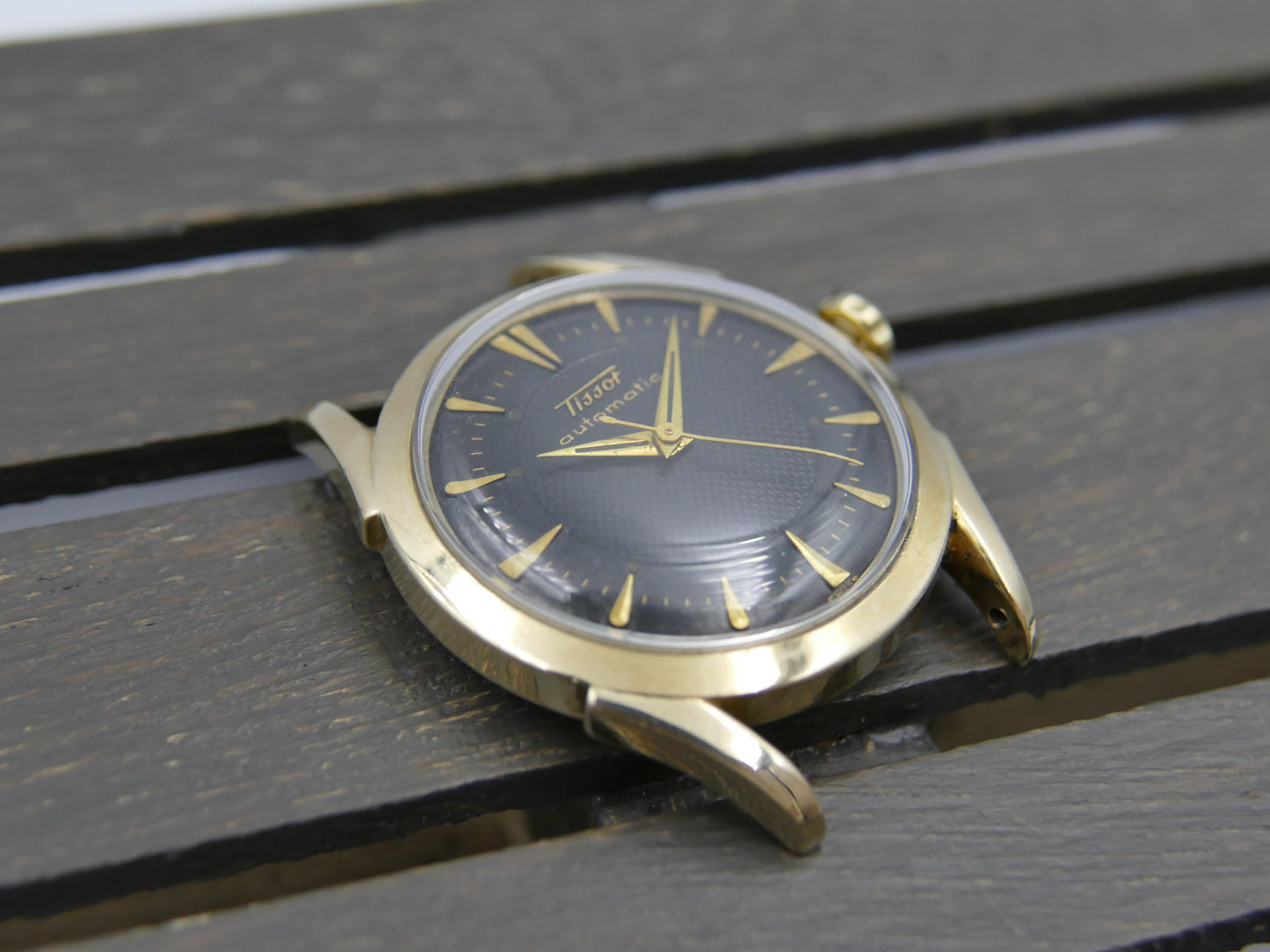 50s vintage watch mens TISSOT bumper automatic cal. 28,5-21T Black Honeycomb
