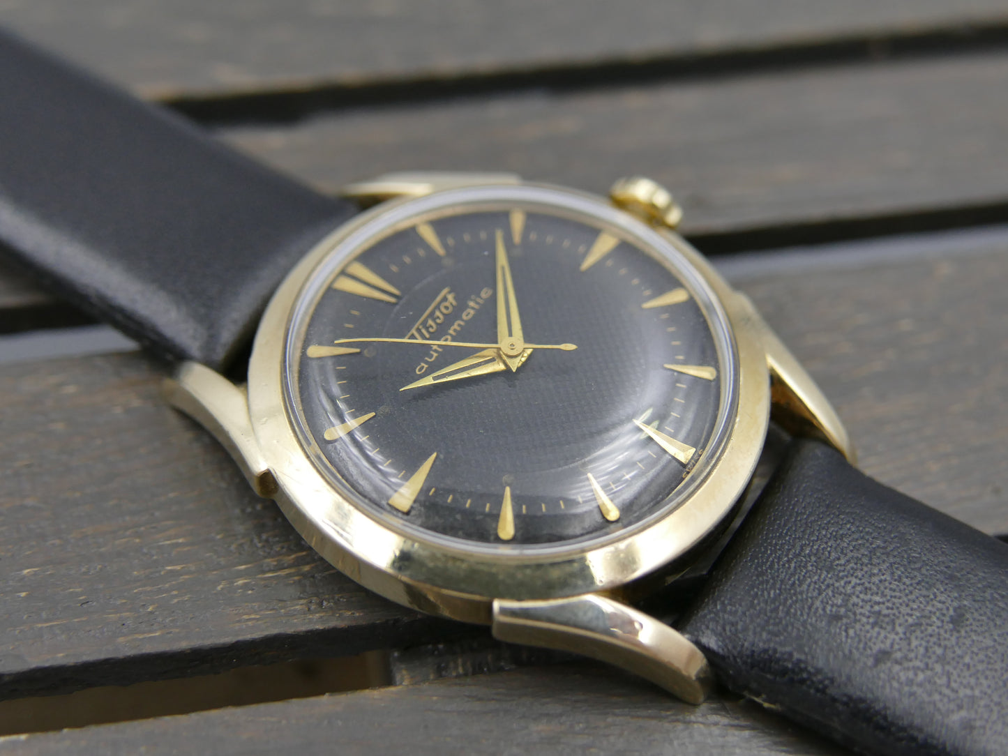50s vintage watch mens TISSOT bumper automatic cal. 28,5-21T Black Honeycomb