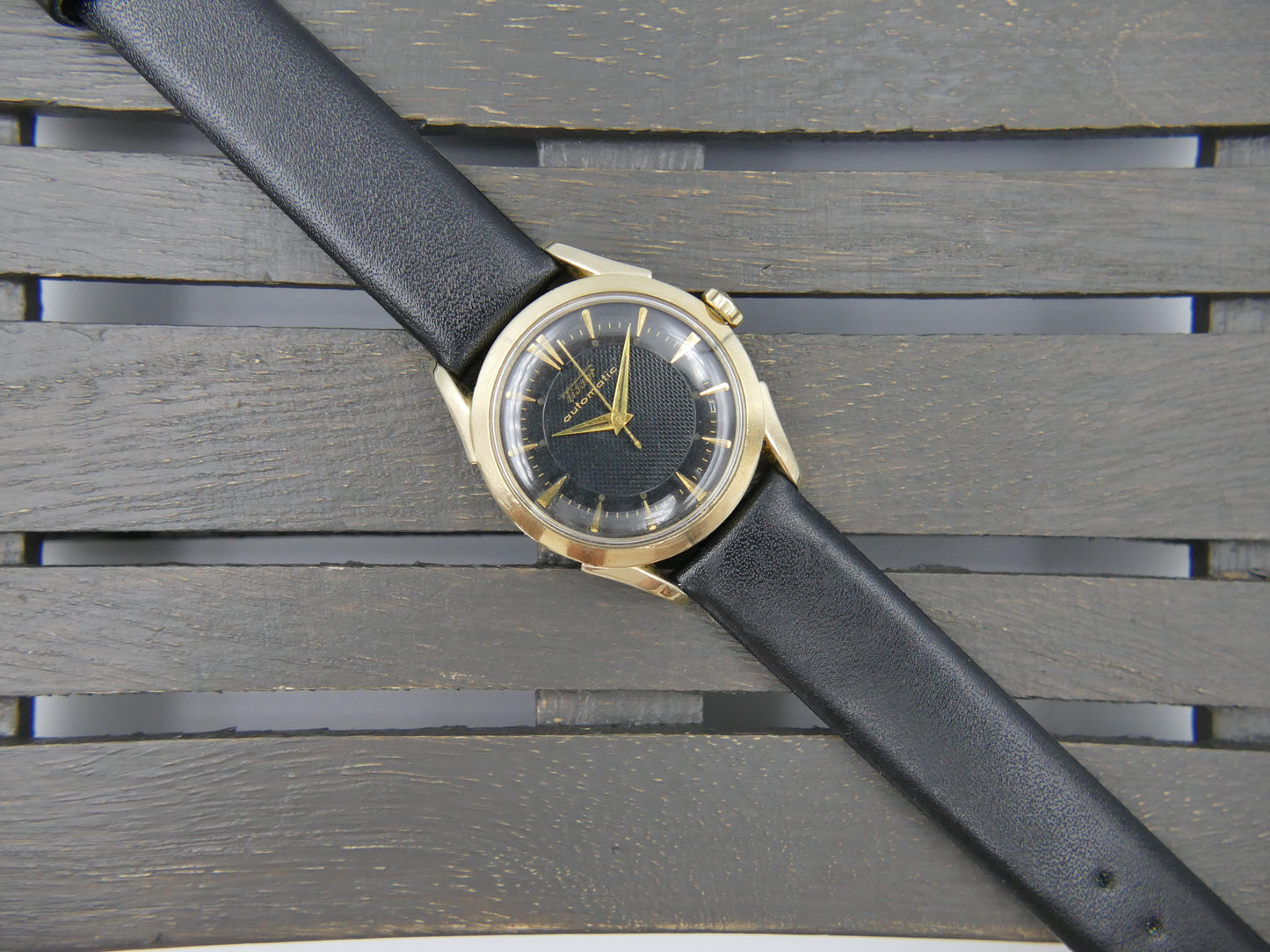 50s vintage watch mens TISSOT bumper automatic cal. 28,5-21T Black Honeycomb