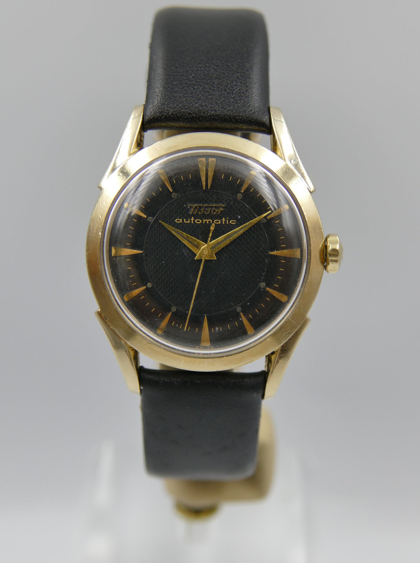 50s vintage watch mens TISSOT bumper automatic cal. 28,5-21T Black Honeycomb