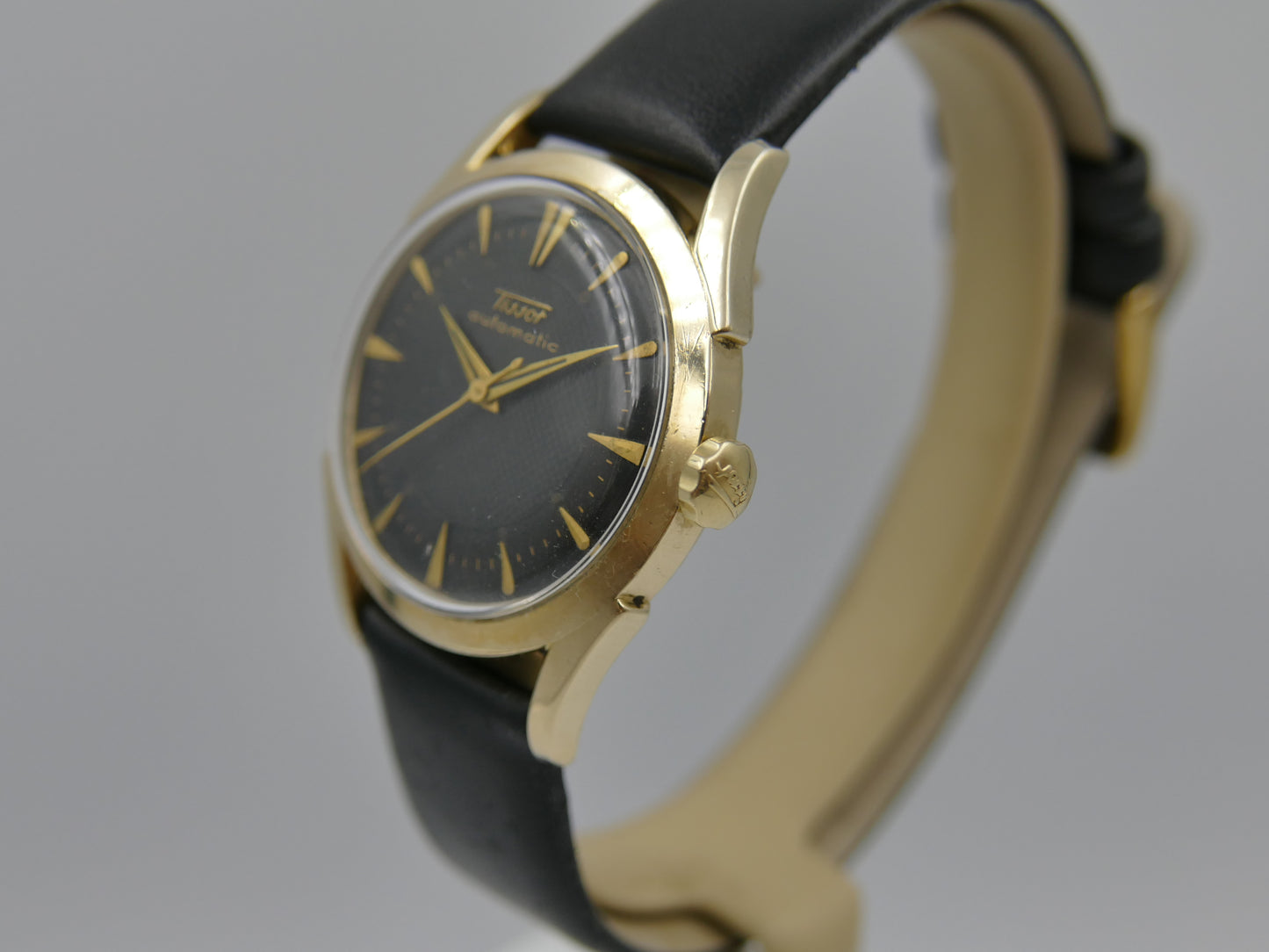 50s vintage watch mens TISSOT bumper automatic cal. 28,5-21T Black Honeycomb