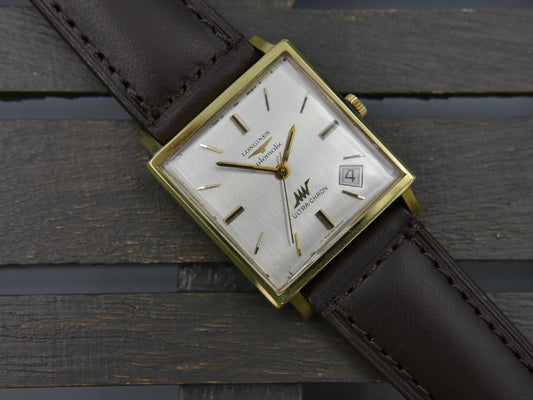 60s vintage watch mens Longines ref 7832 -8 Ultra Chron Automatic 431 Gold Plated square