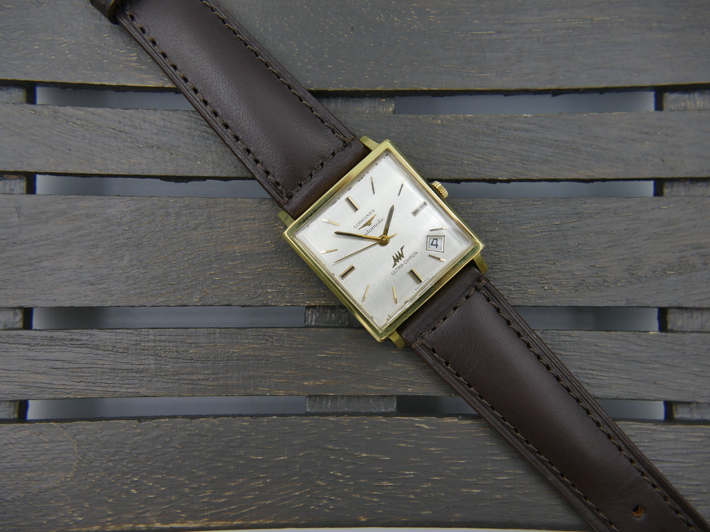 60s vintage watch mens Longines ref 7832 -8 Ultra Chron Automatic 431 Gold Plated square