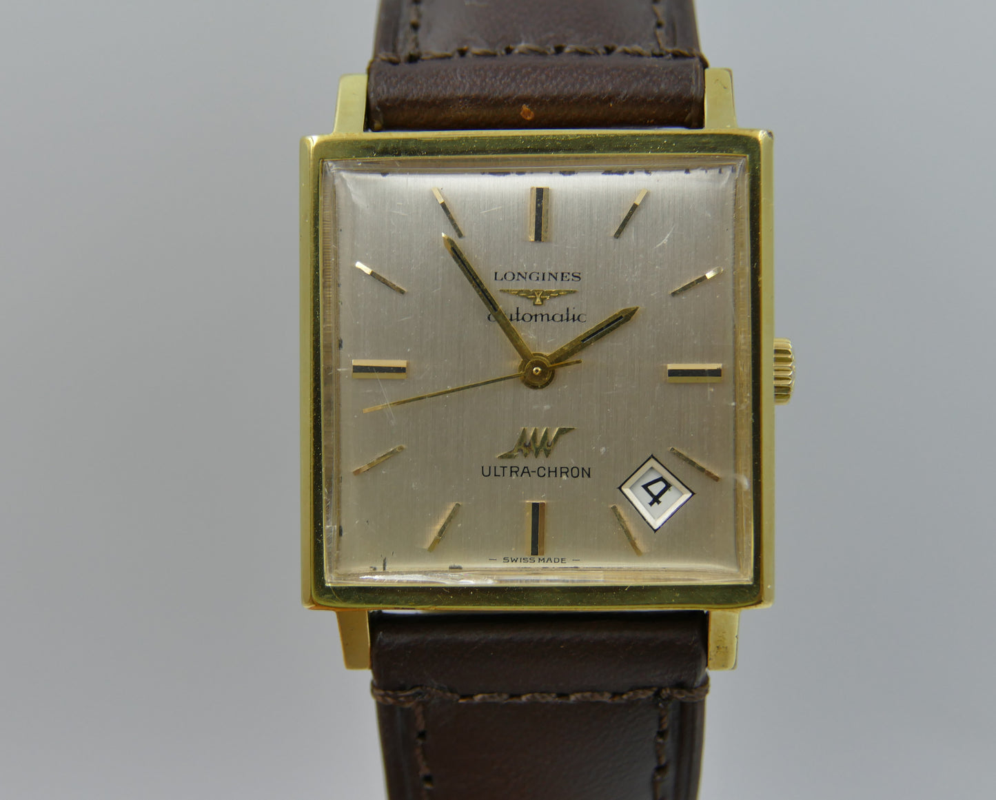 60s vintage watch mens Longines ref 7832 -8 Ultra Chron Automatic 431 Gold Plated square