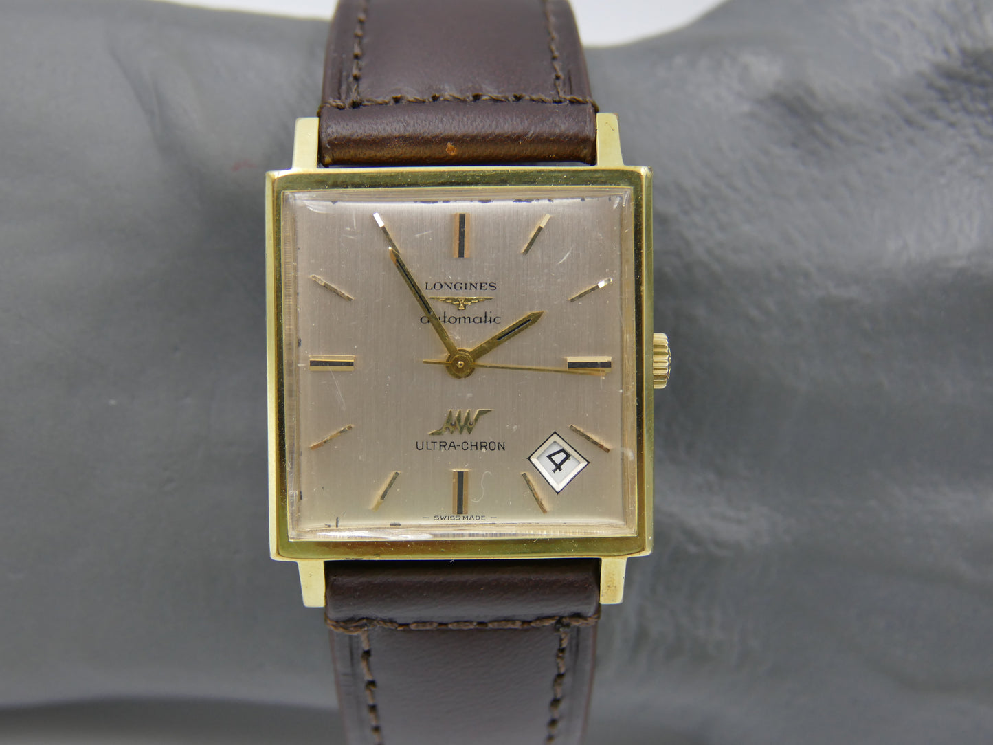 60s vintage watch mens Longines ref 7832 -8 Ultra Chron Automatic 431 Gold Plated square