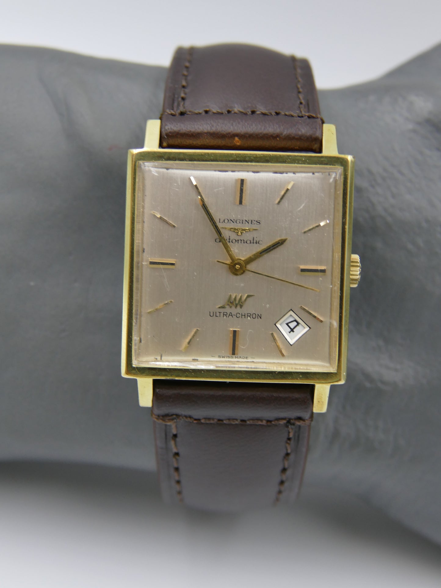 60s vintage watch mens Longines ref 7832 -8 Ultra Chron Automatic 431 Gold Plated square