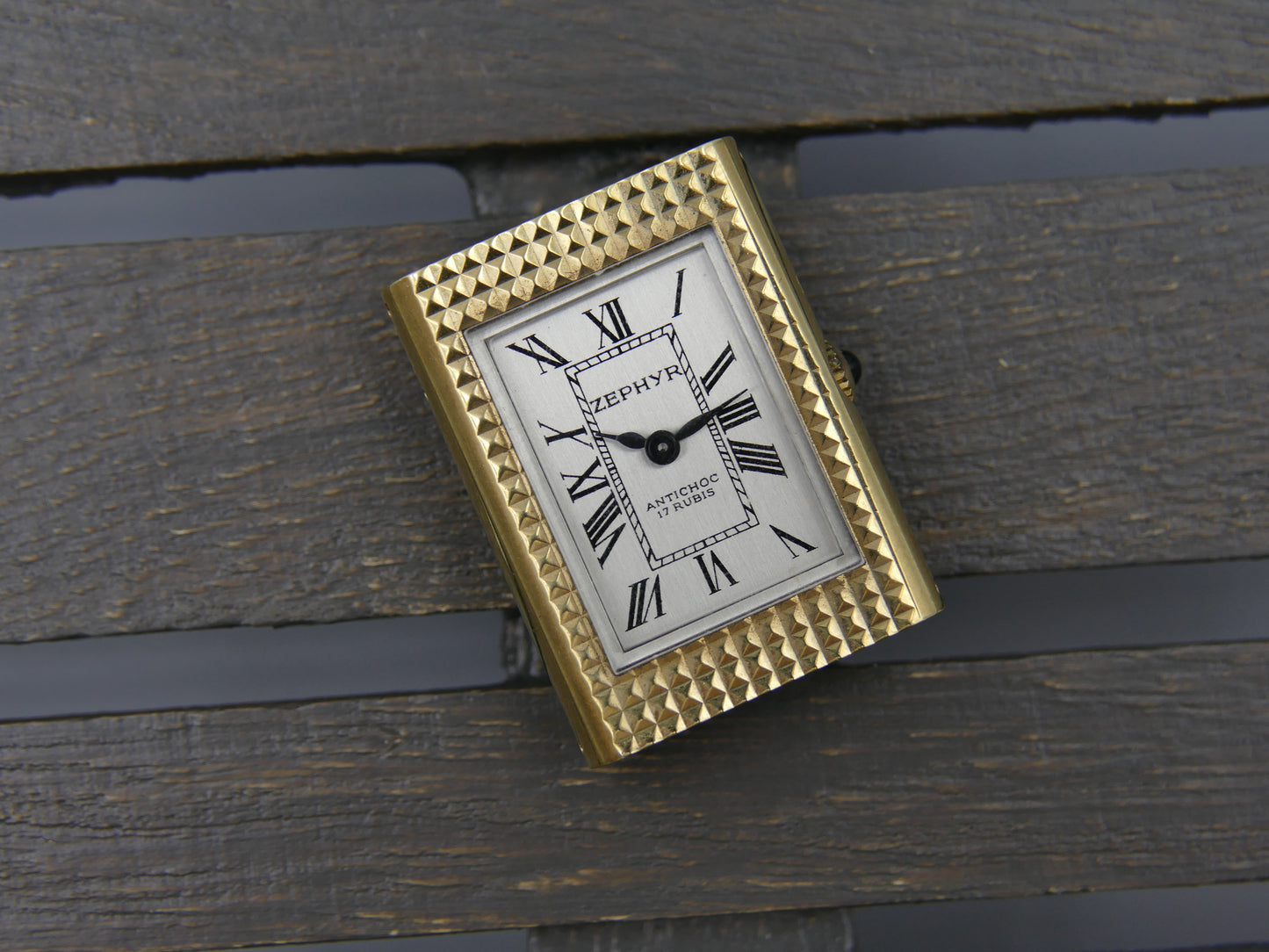 Vintage watch mens Zephyr tank Clous de Paris hobnail hand wind rare
