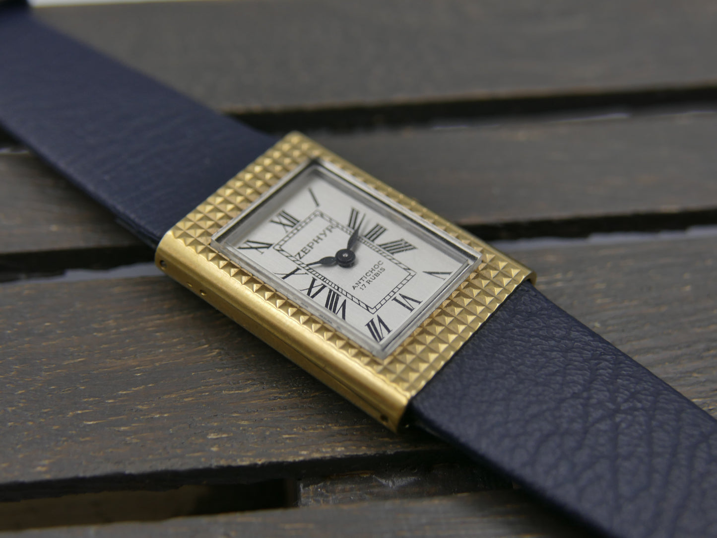 Vintage watch mens Zephyr tank Clous de Paris hobnail hand wind rare