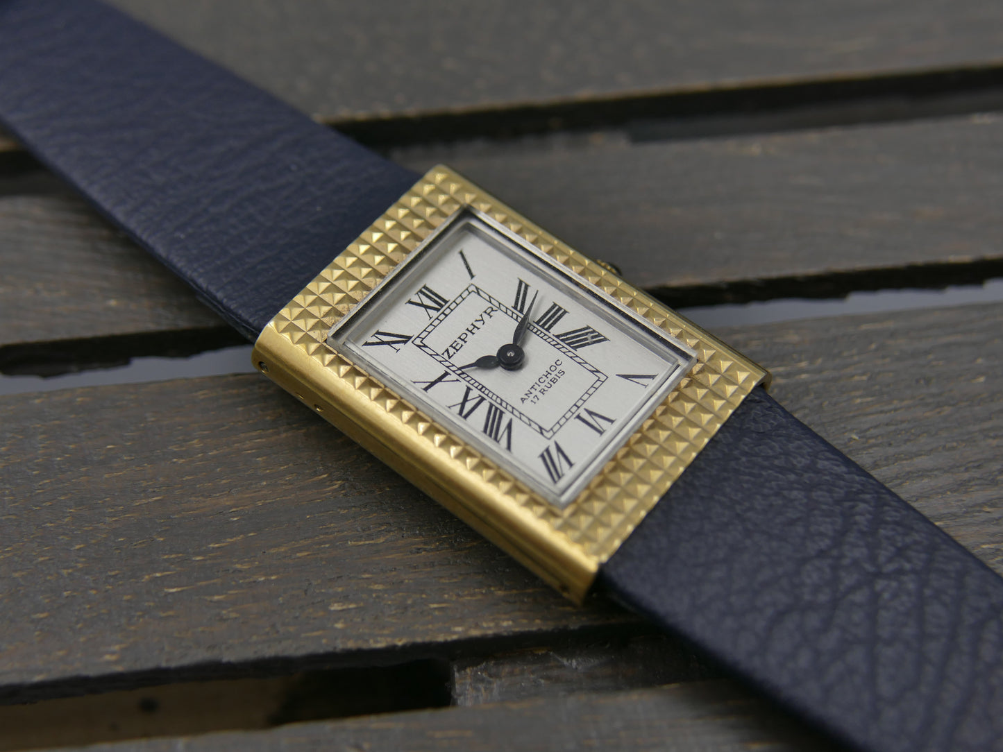 Vintage watch mens Zephyr tank Clous de Paris hobnail hand wind rare