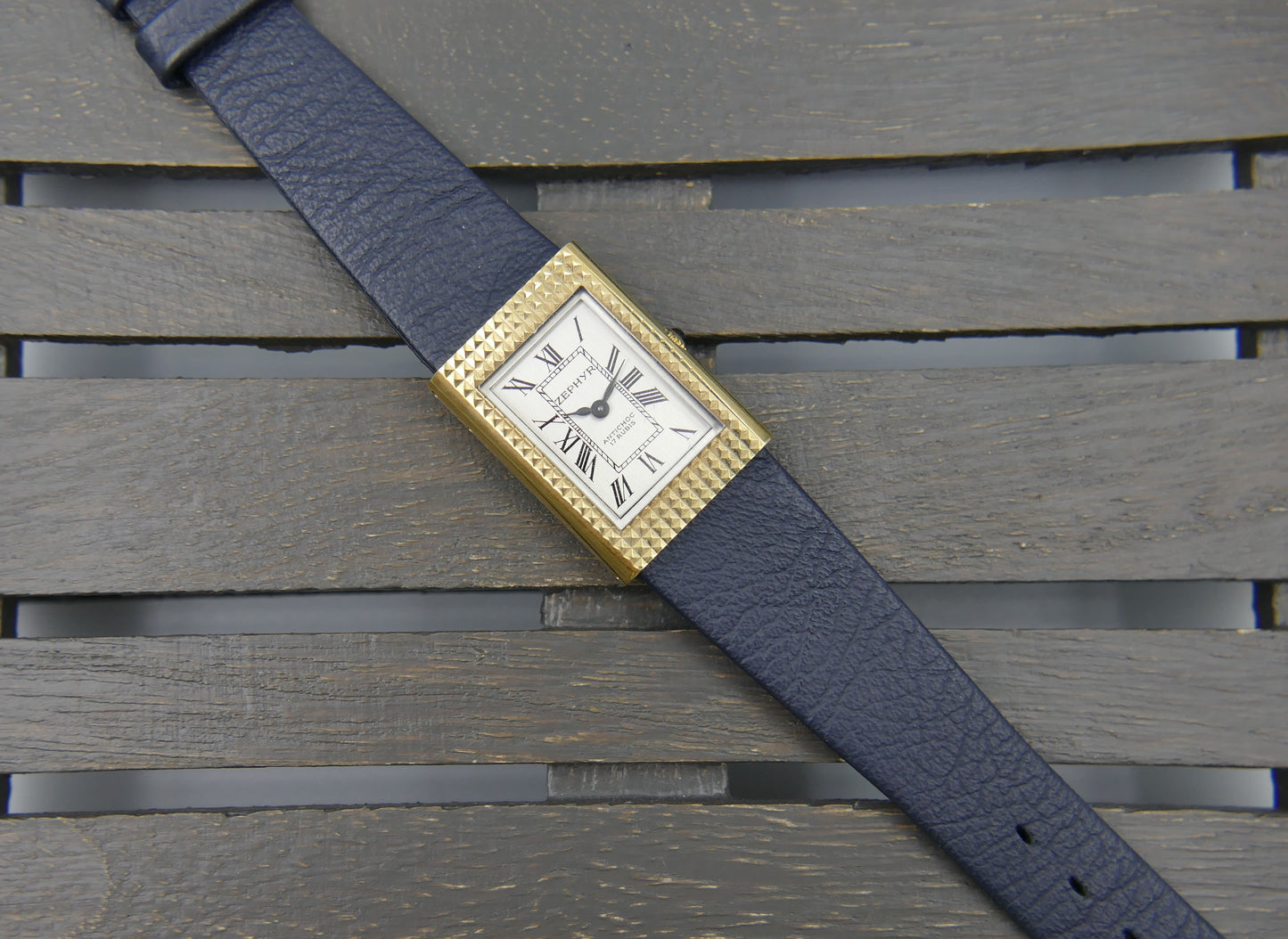 Vintage watch mens Zephyr tank Clous de Paris hobnail hand wind rare