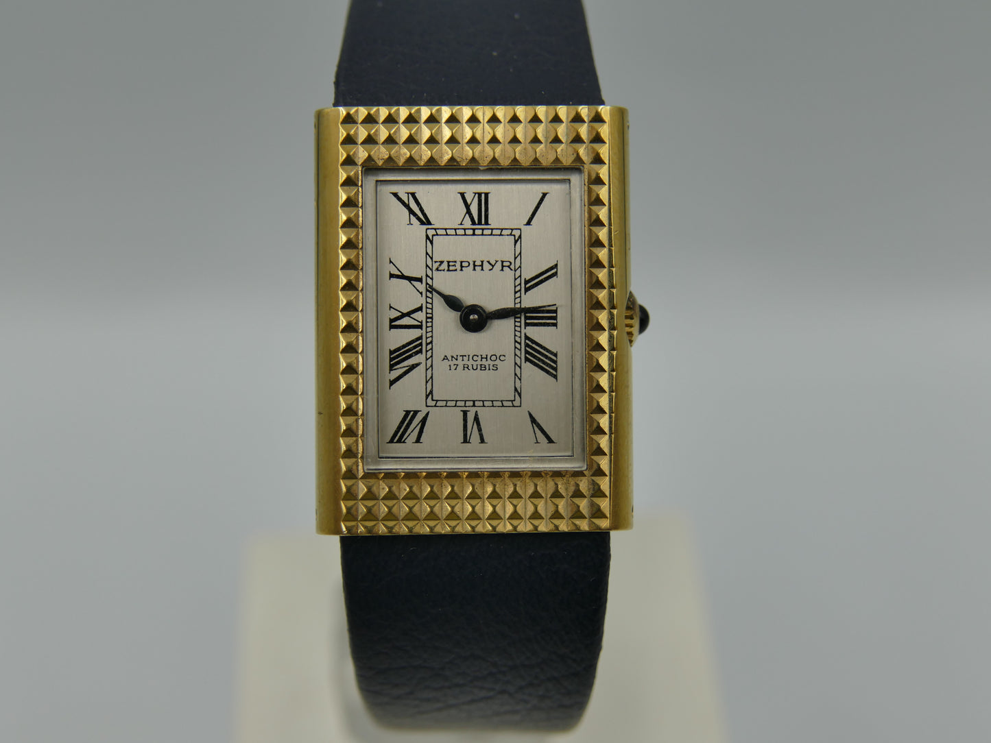 Vintage watch mens Zephyr tank Clous de Paris hobnail hand wind rare