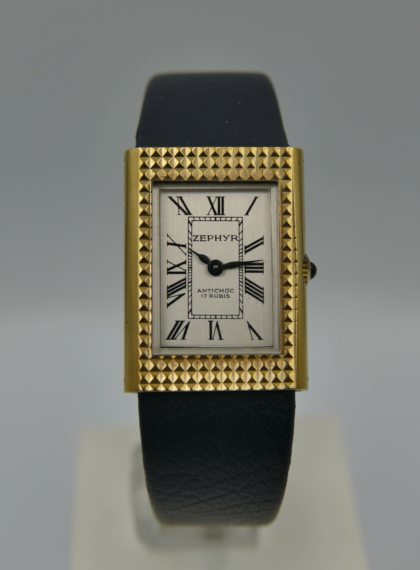 Vintage watch mens Zephyr tank Clous de Paris hobnail hand wind rare
