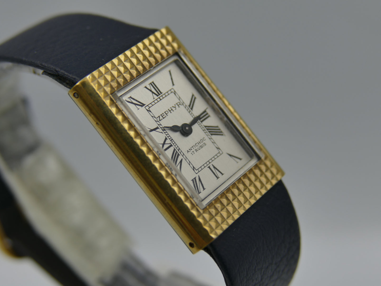 Vintage watch mens Zephyr tank Clous de Paris hobnail hand wind rare