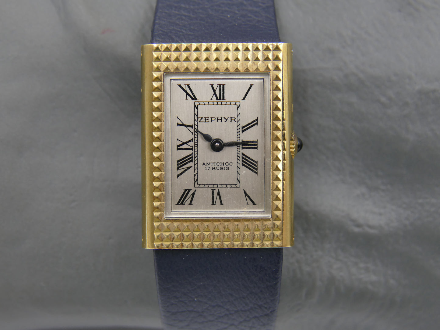 Vintage watch mens Zephyr tank Clous de Paris hobnail hand wind rare