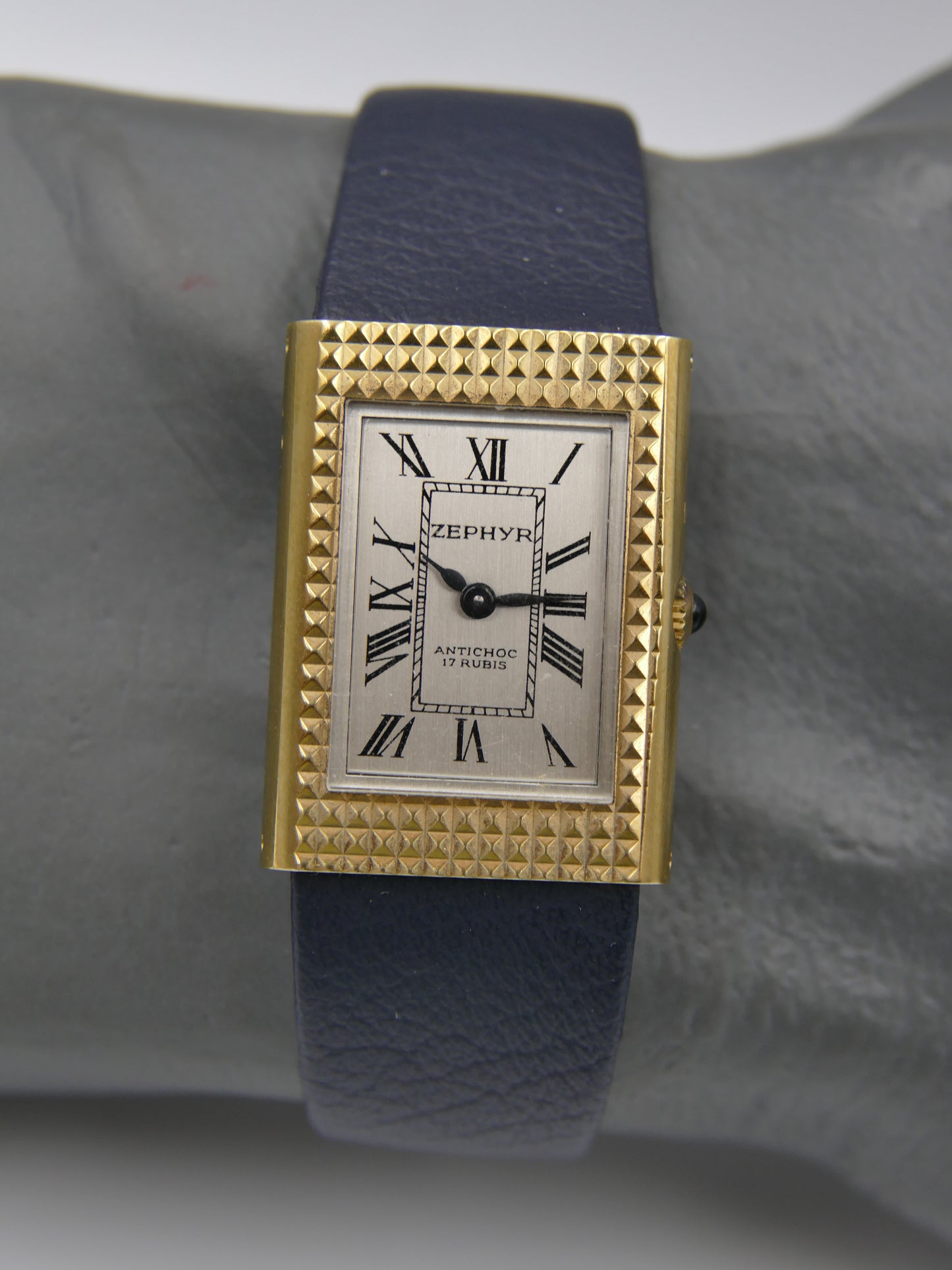 Vintage watch mens Zephyr tank Clous de Paris hobnail hand wind rare