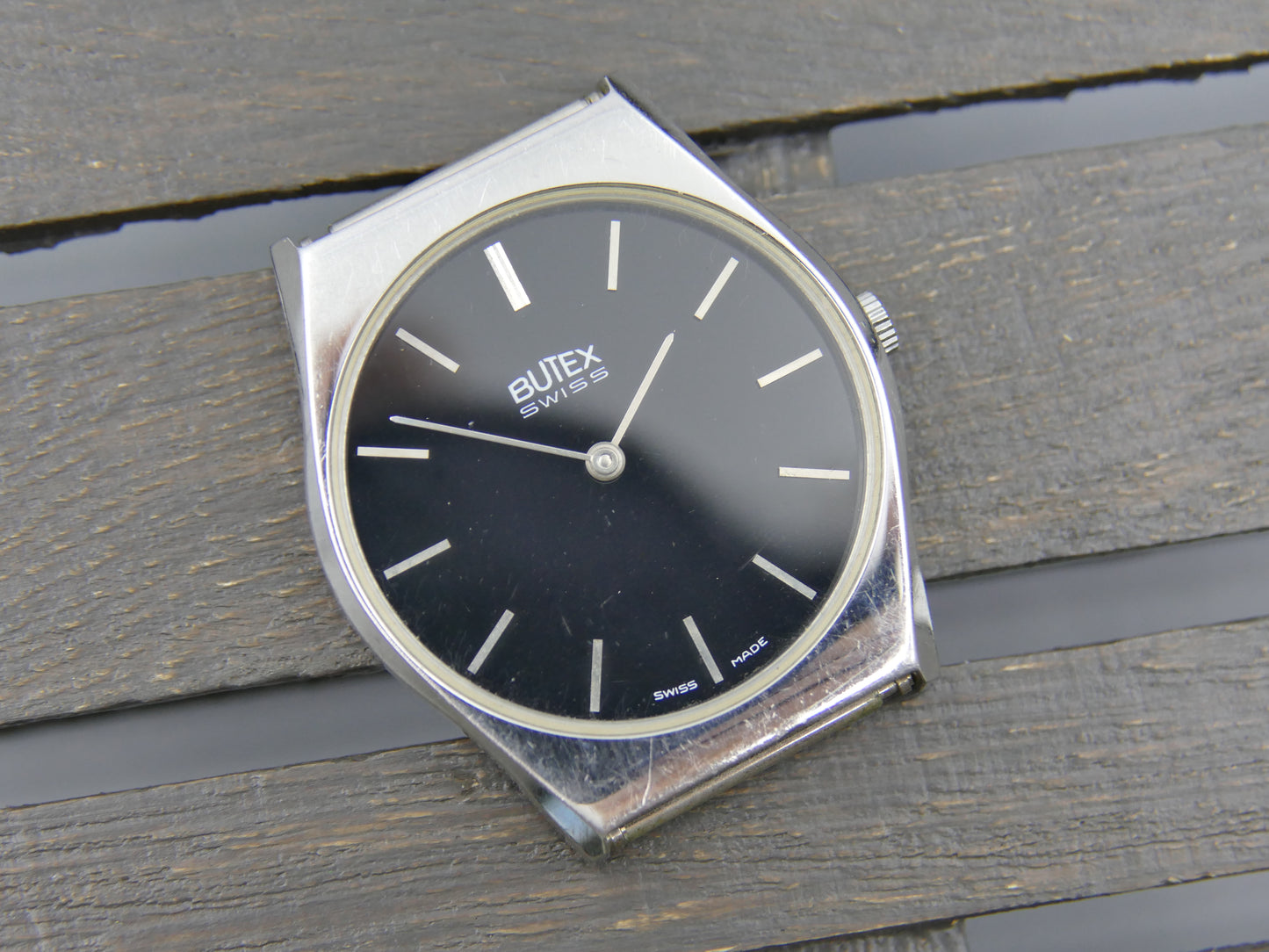 80s vintage watch dress mens Butex BWC swiss hand wind Peseux 7001 slim thin