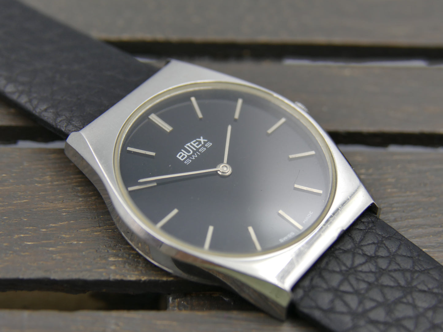 80s vintage watch dress mens Butex BWC swiss hand wind Peseux 7001 slim thin