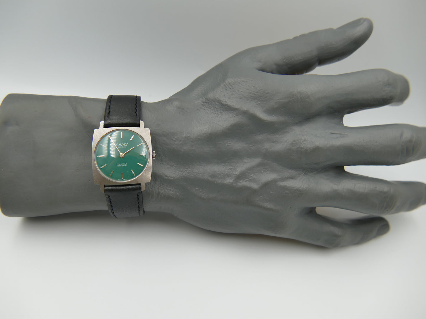 60s vintage watch mens flat Camy ref. 3102 hand wind UT 6365N green dial