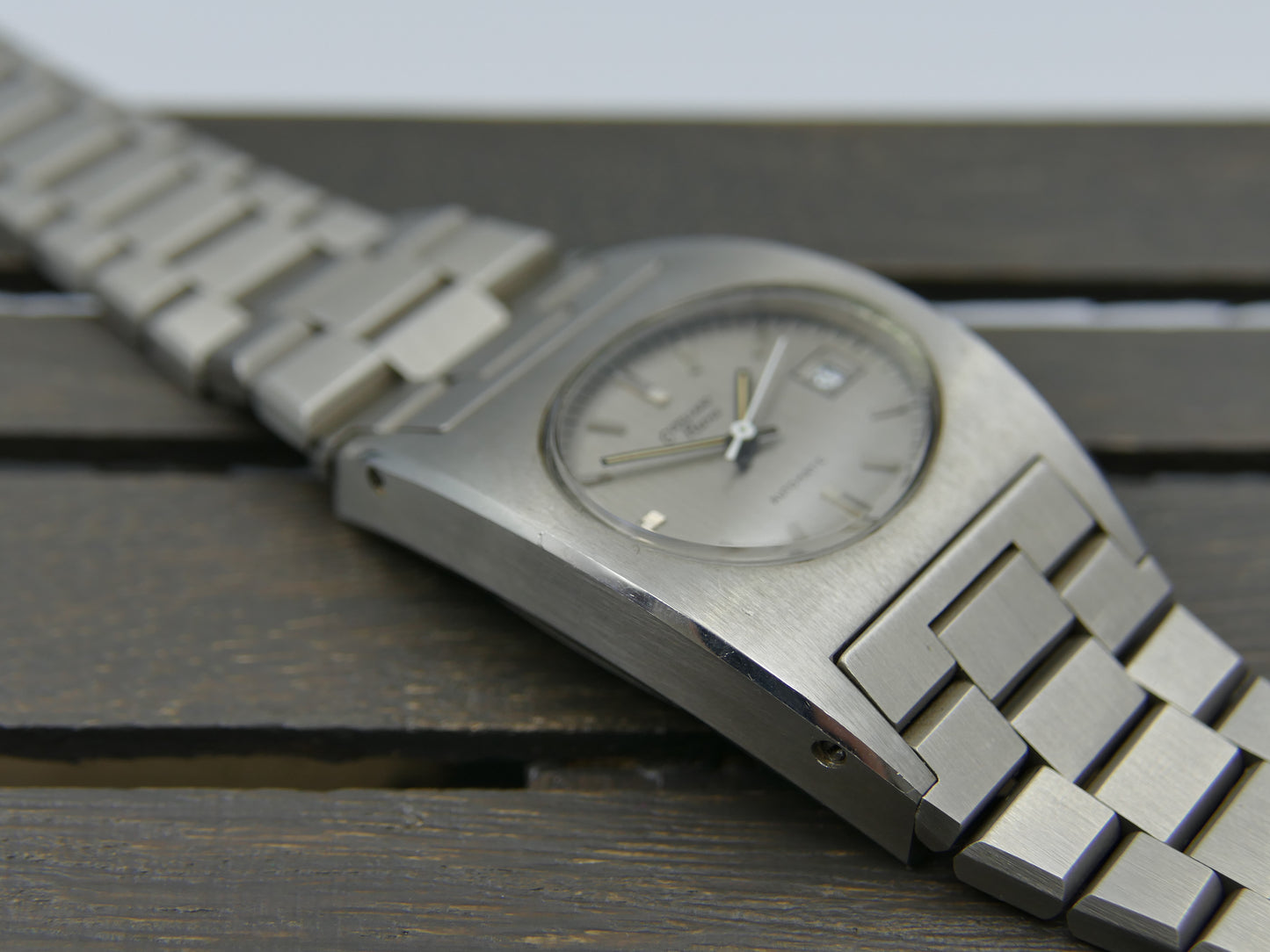 70s vintage watch mens Cupillard Rieme Automatic "Space Age" – NOS (New Old Stock) steel brushed