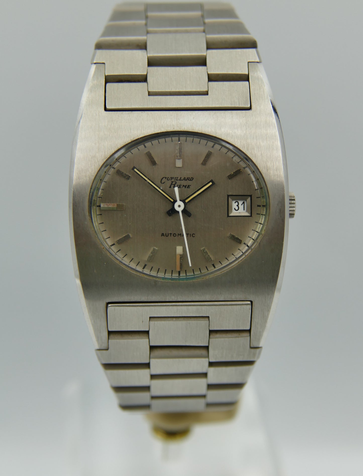 70s vintage watch mens Cupillard Rieme Automatic "Space Age" – NOS (New Old Stock) steel brushed