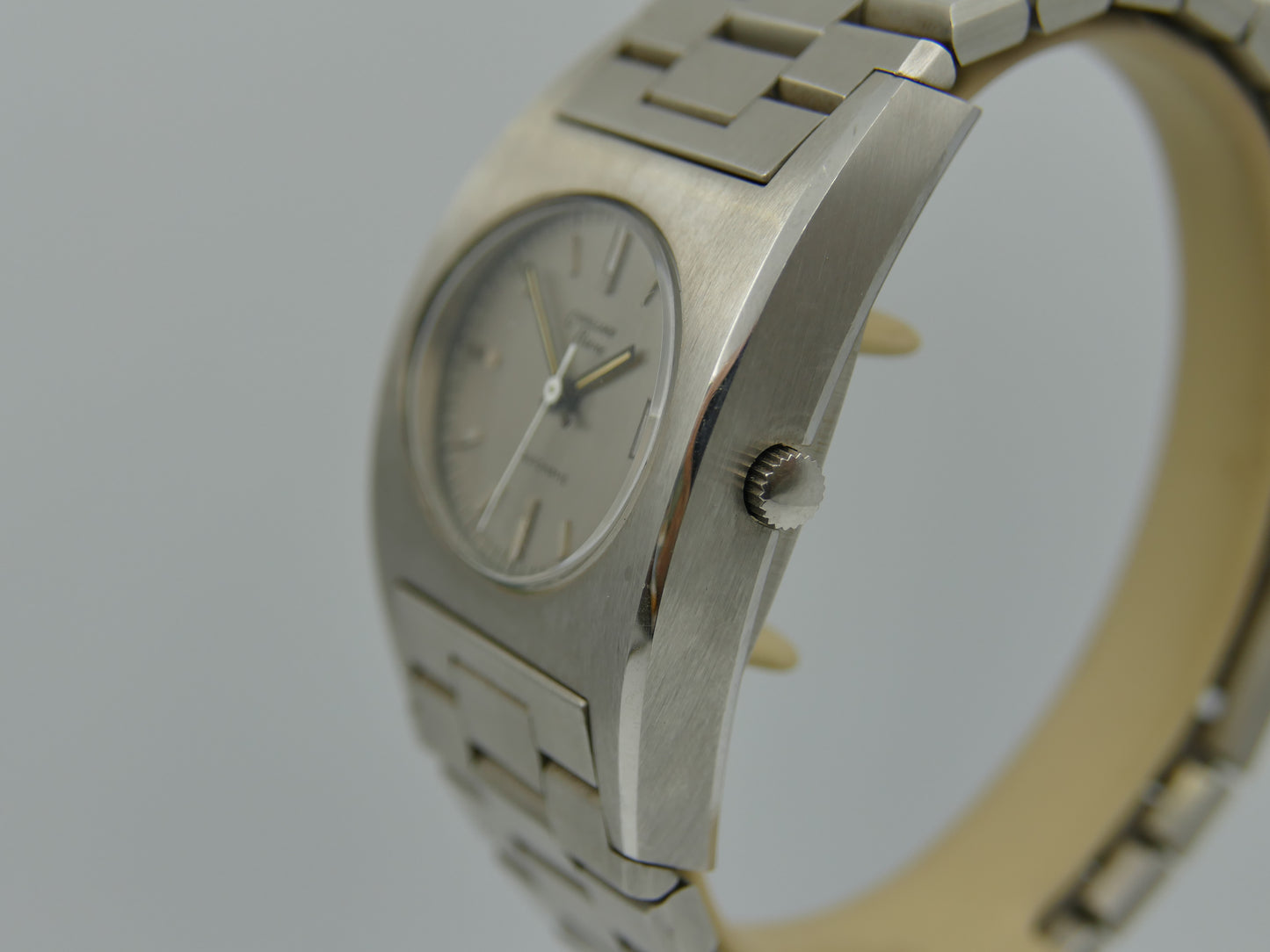 70s vintage watch mens Cupillard Rieme Automatic "Space Age" – NOS (New Old Stock) steel brushed