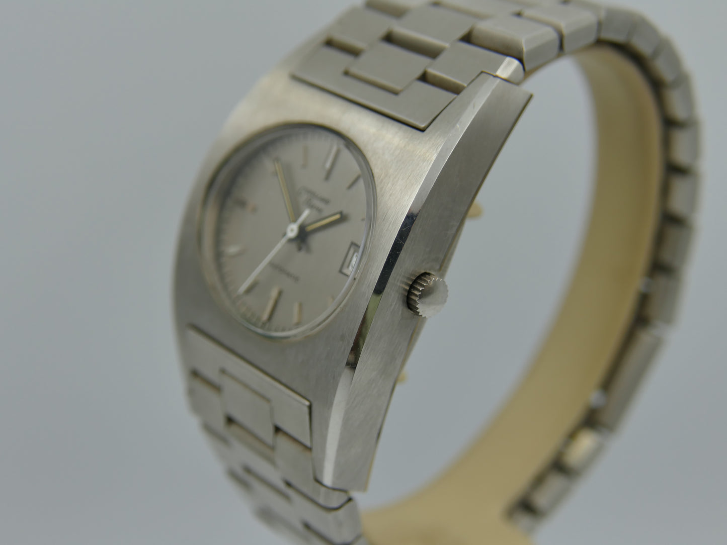 70s vintage watch mens Cupillard Rieme Automatic "Space Age" – NOS (New Old Stock) steel brushed