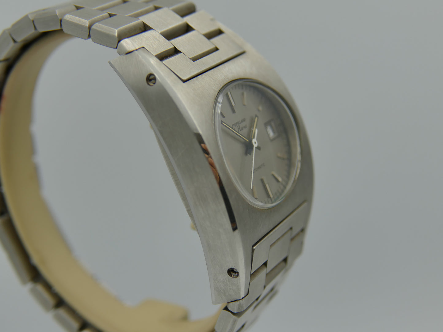 70s vintage watch mens Cupillard Rieme Automatic "Space Age" – NOS (New Old Stock) steel brushed