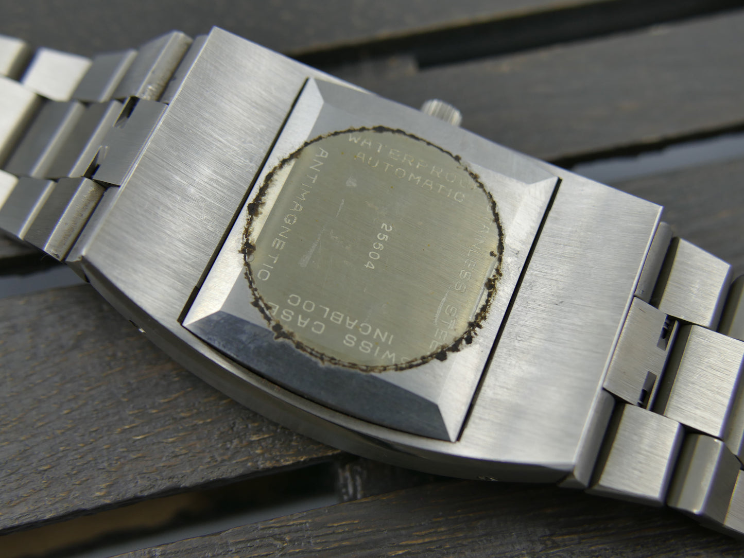 70s vintage watch mens Cupillard Rieme Automatic "Space Age" – NOS (New Old Stock) steel brushed