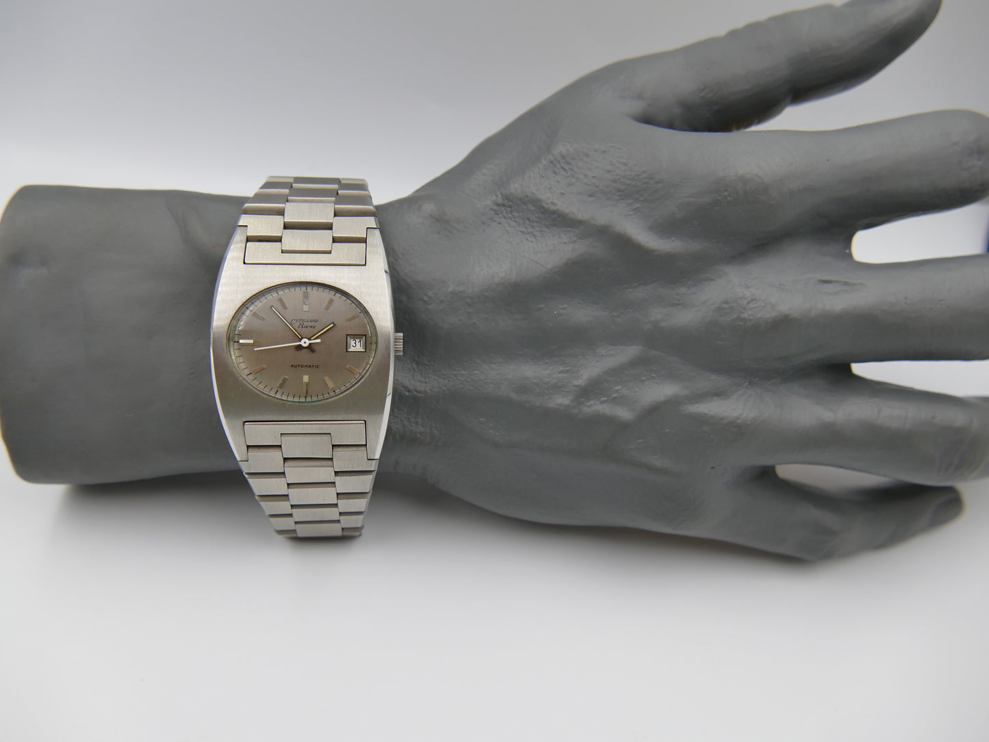 70s vintage watch mens Cupillard Rieme Automatic "Space Age" – NOS (New Old Stock) steel brushed