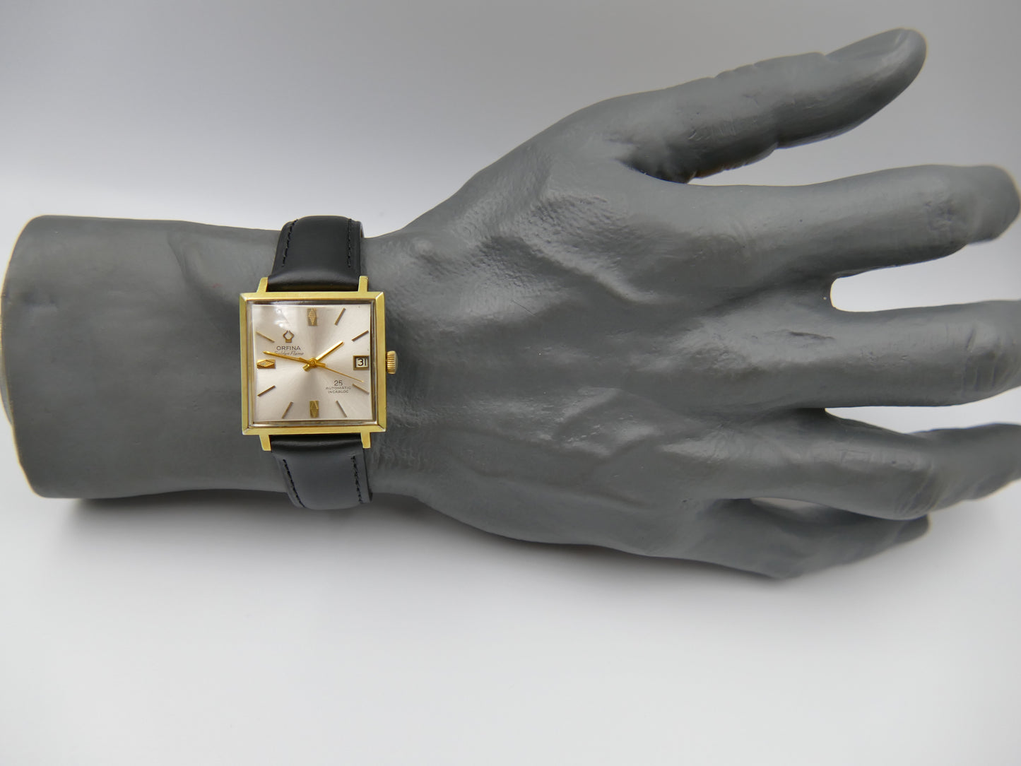 Vintage watch mens dress Orfina Golden Flame Automatic 25 Jewels Square MOD 6320