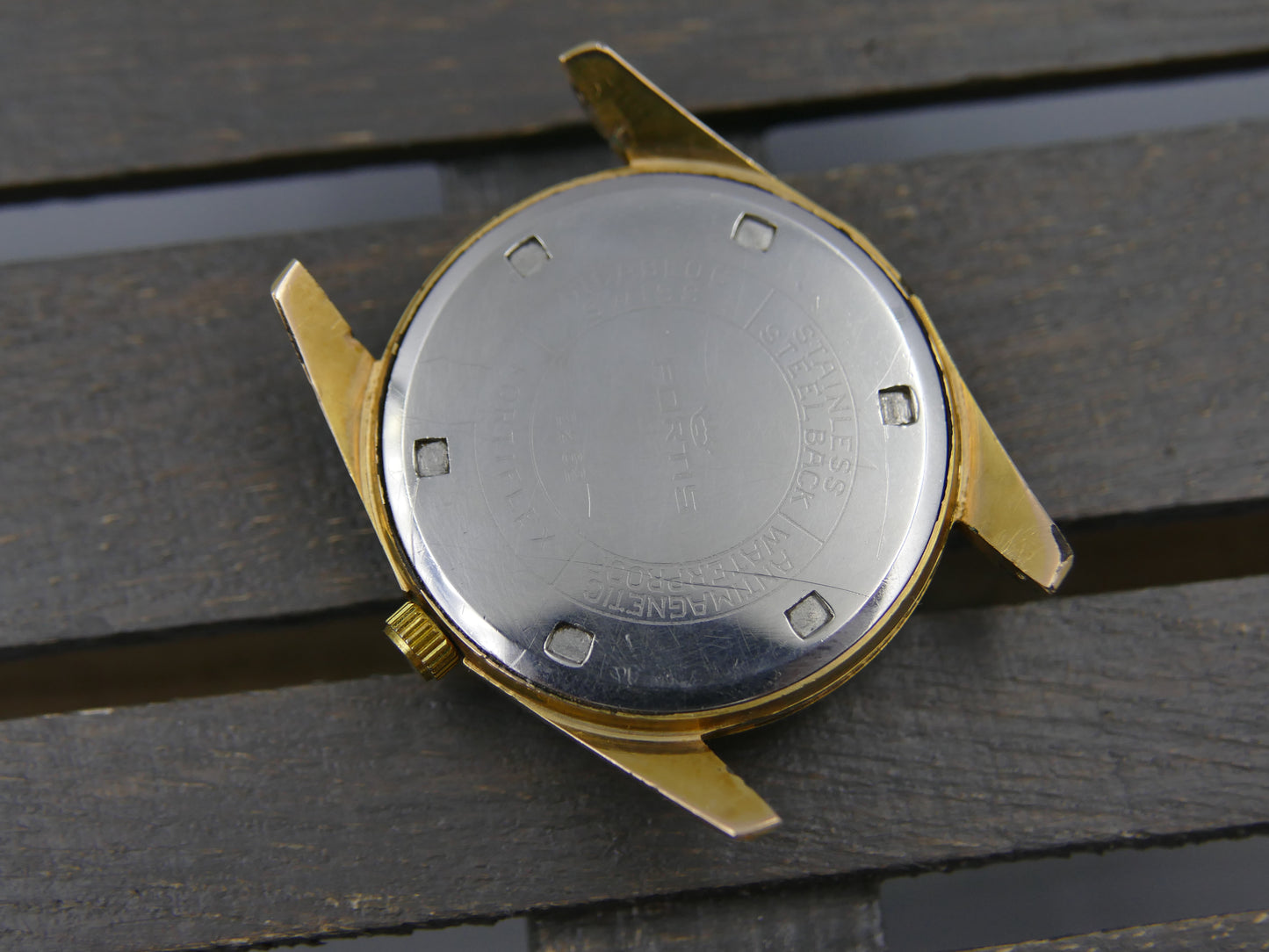 60s vintage watch mens Fortis Eden Roc ref 2262 ETA 2390 Crosshair Dial golden