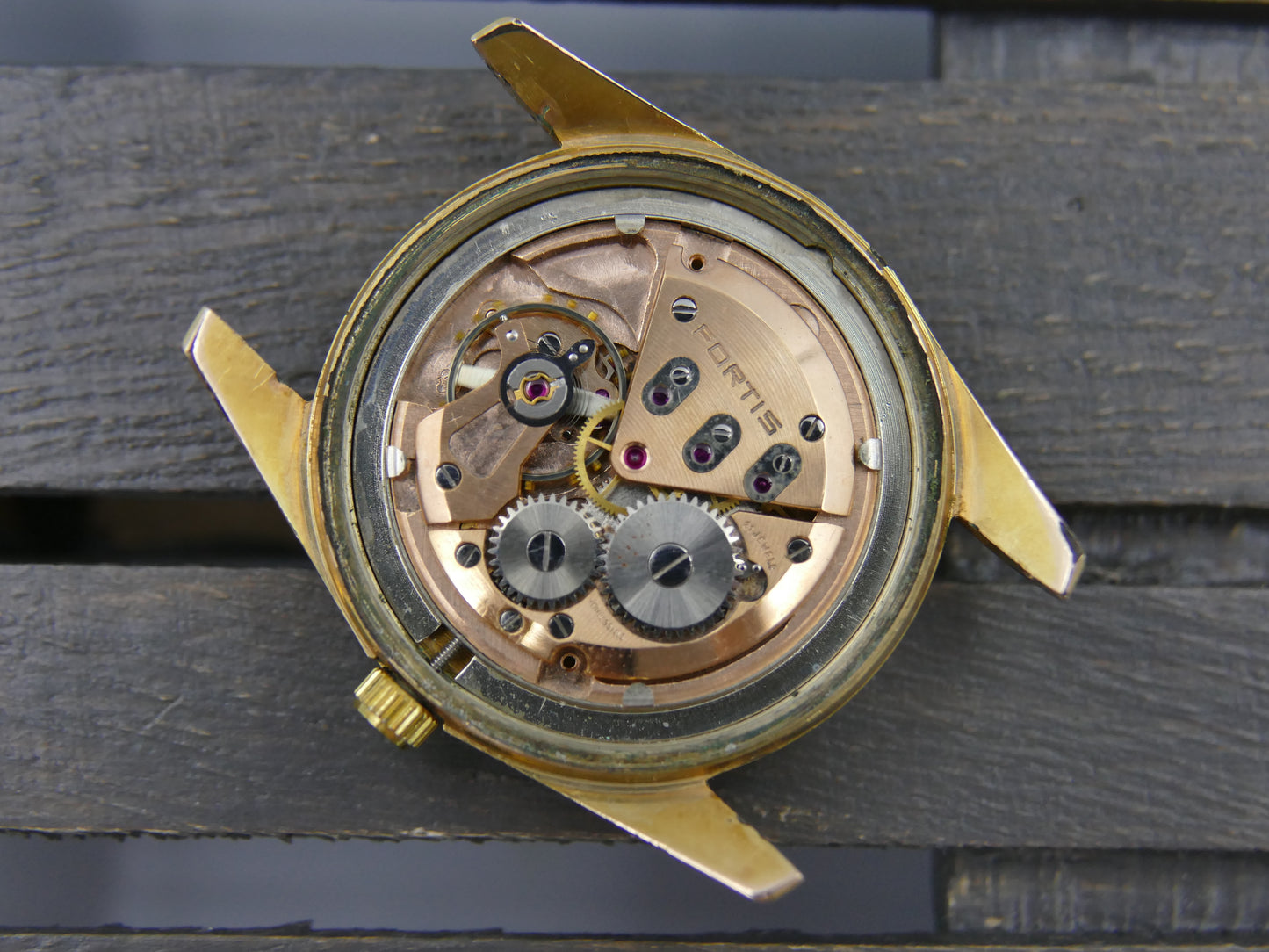 60s vintage watch mens Fortis Eden Roc ref 2262 ETA 2390 Crosshair Dial golden