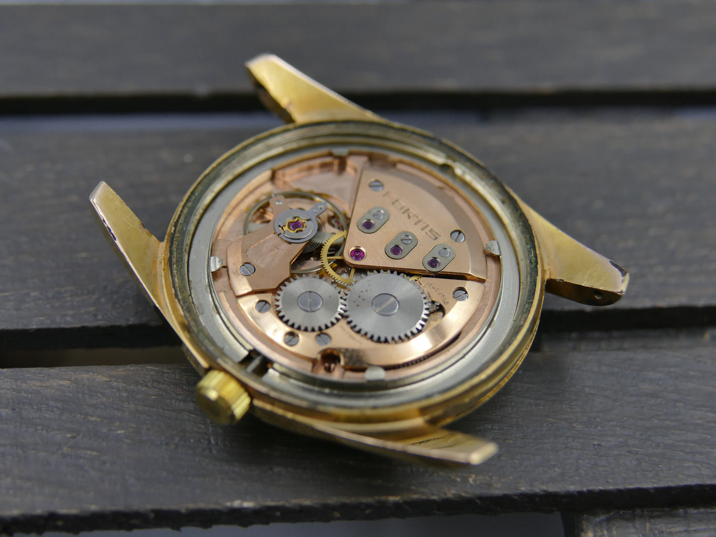 60s vintage watch mens Fortis Eden Roc ref 2262 ETA 2390 Crosshair Dial golden