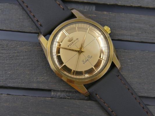 60s vintage watch mens Fortis Eden Roc ref 2262 ETA 2390 Crosshair Dial golden