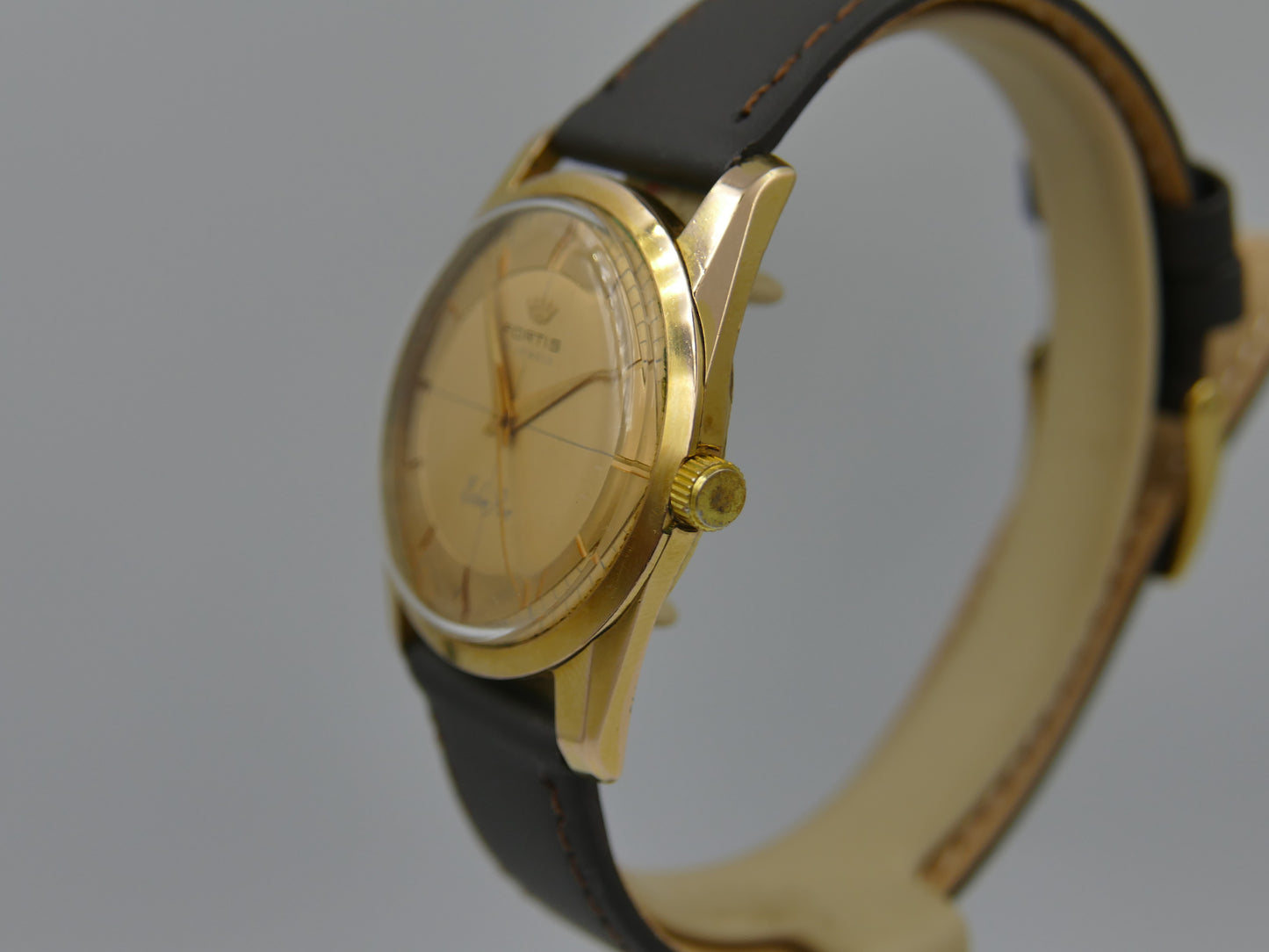 60s vintage watch mens Fortis Eden Roc ref 2262 ETA 2390 Crosshair Dial golden