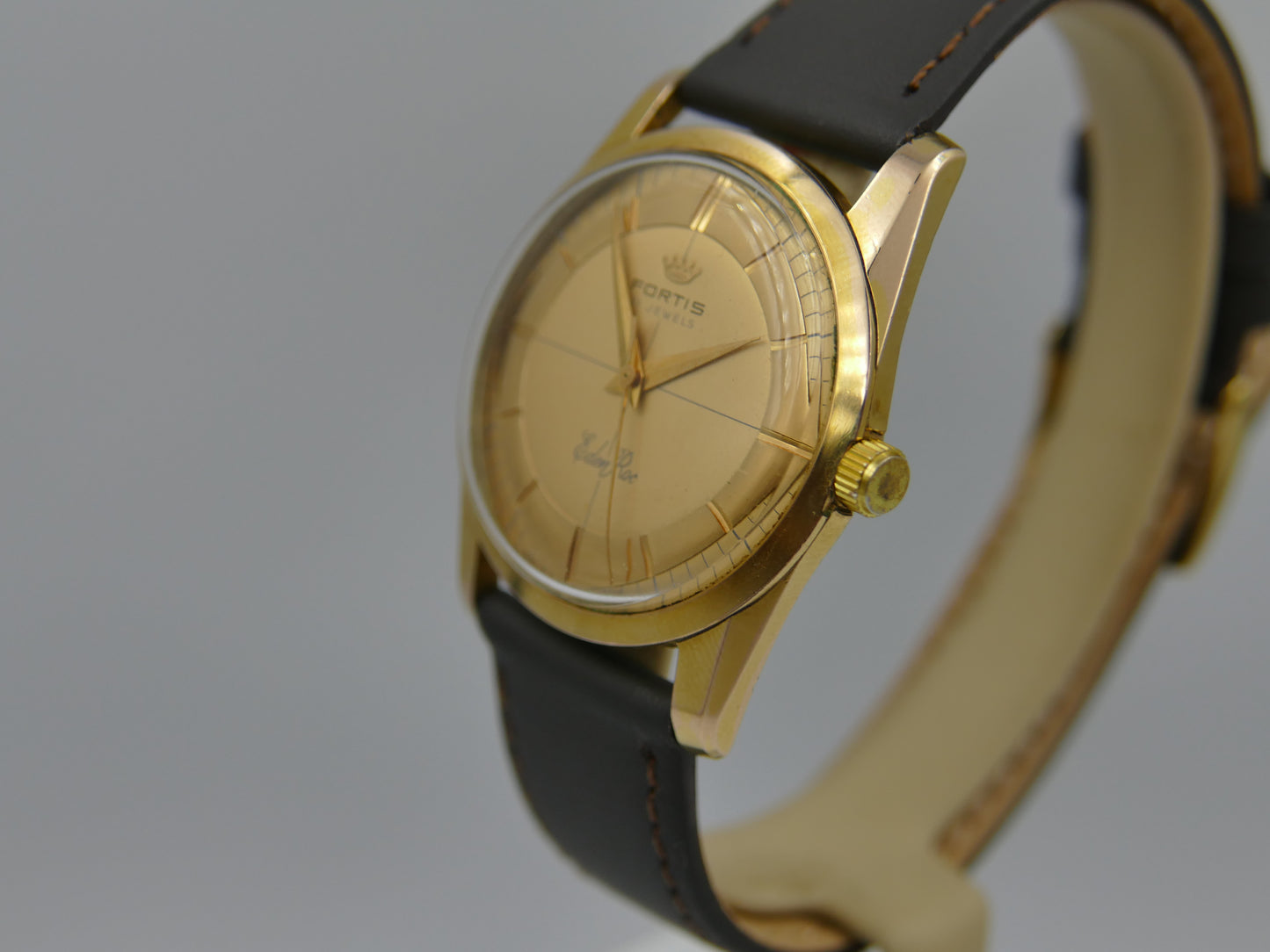 60s vintage watch mens Fortis Eden Roc ref 2262 ETA 2390 Crosshair Dial golden