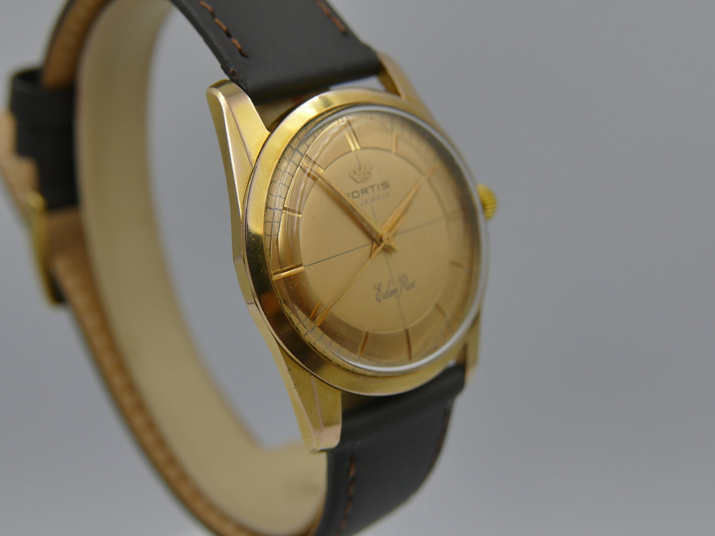 60s vintage watch mens Fortis Eden Roc ref 2262 ETA 2390 Crosshair Dial golden