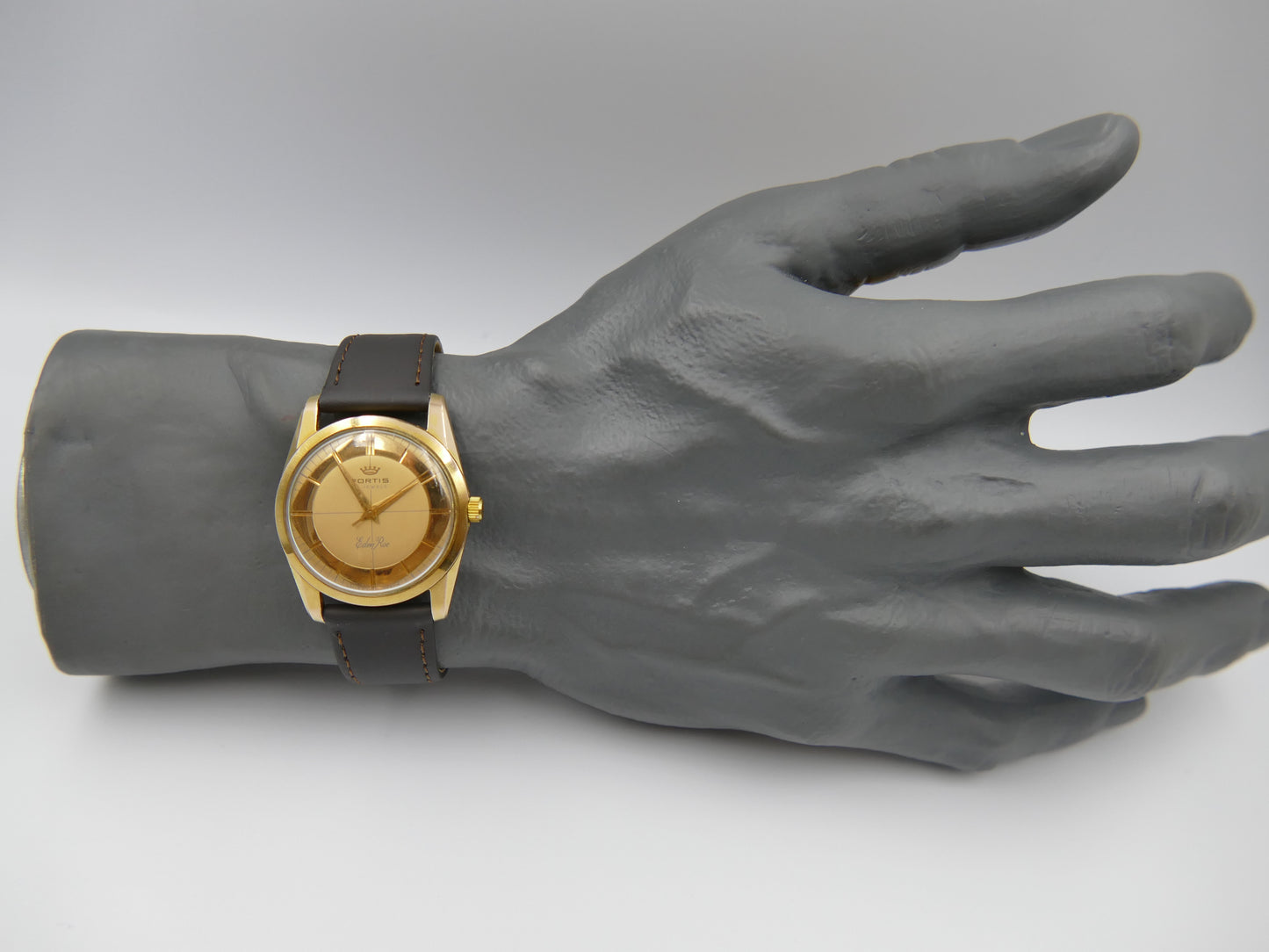 60s vintage watch mens Fortis Eden Roc ref 2262 ETA 2390 Crosshair Dial golden