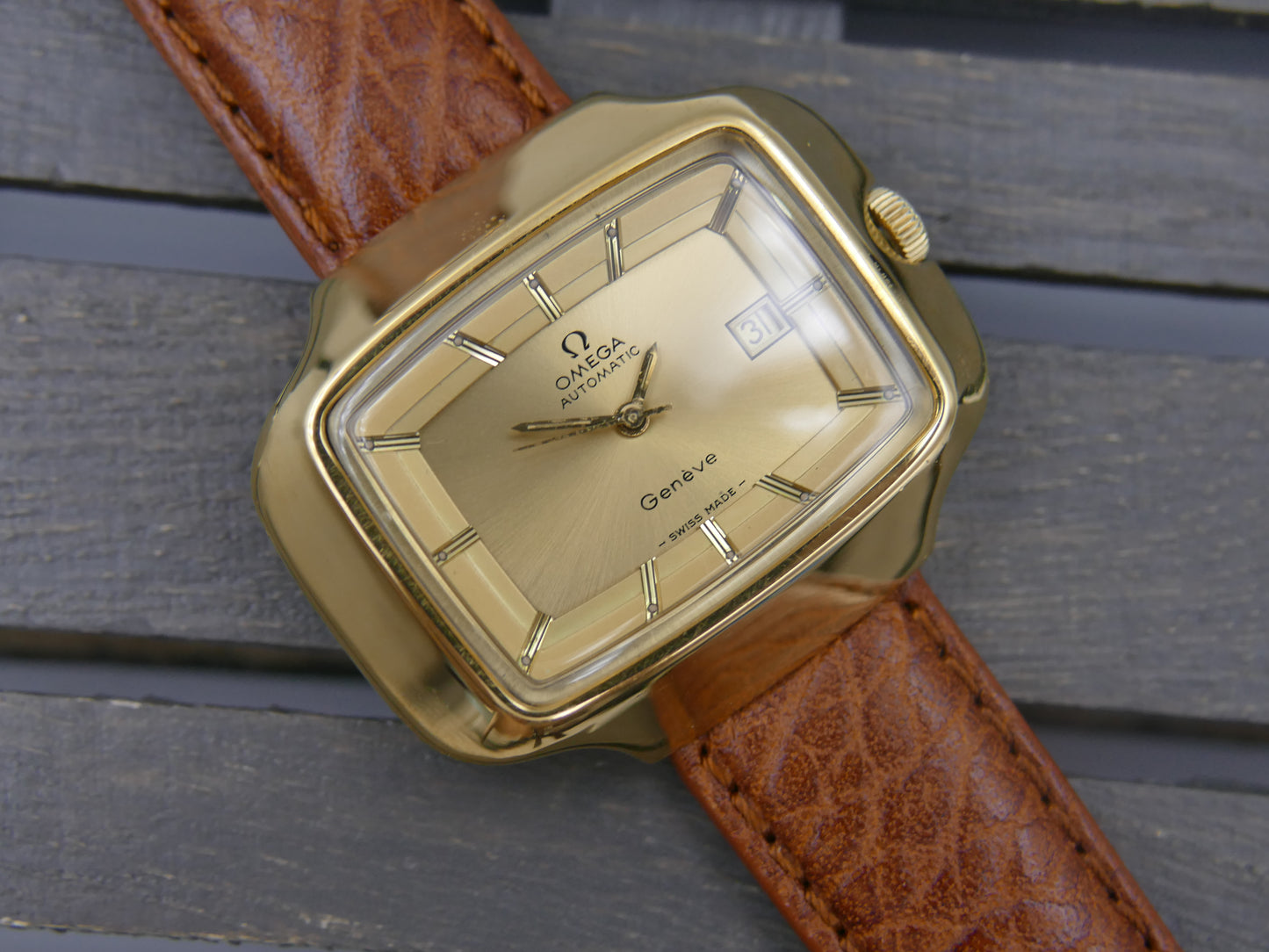 70s vintage watch mens Omega Geneve 166.0123 jumbo TV Automatic Cal.1481 Willy Loertscher