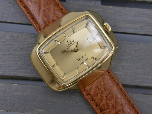 70s vintage watch mens Omega Geneve 166.0123 jumbo TV Automatic Cal.1481 Willy Loertscher