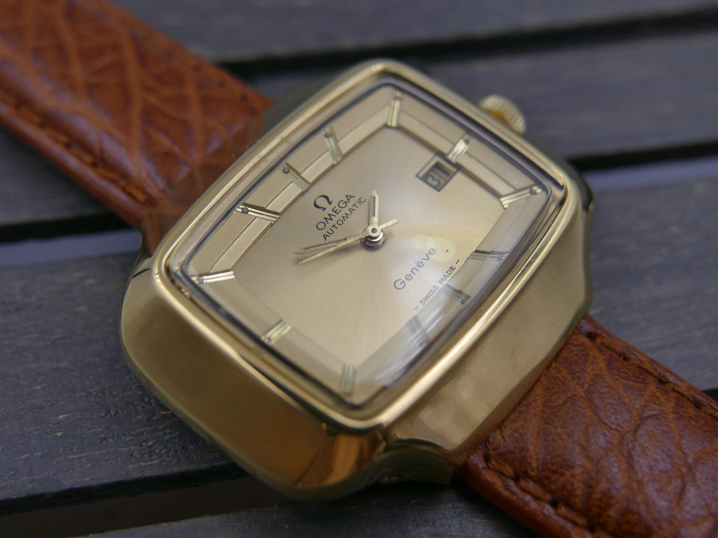 70s vintage watch mens Omega Geneve 166.0123 jumbo TV Automatic Cal.1481 Willy Loertscher