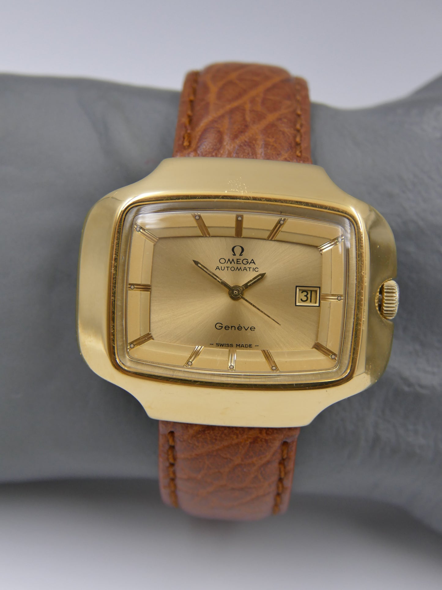 70s vintage watch mens Omega Geneve 166.0123 jumbo TV Automatic Cal.1481 Willy Loertscher