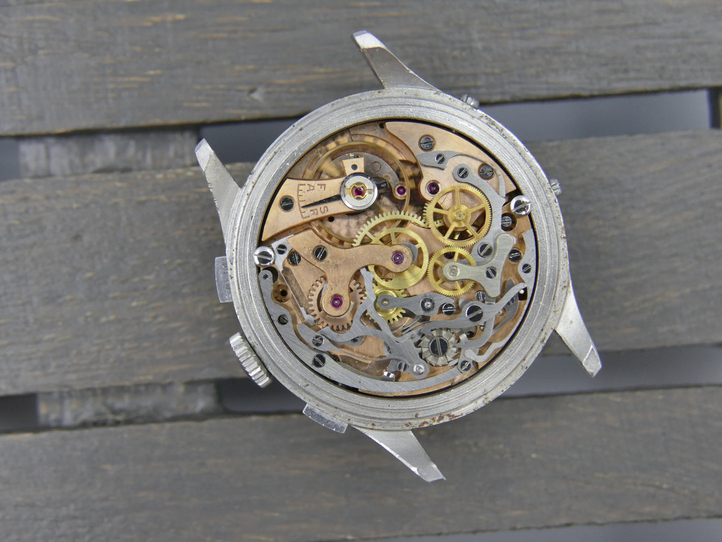 50s vintage watch mens Hertig Chronograph Triple Calendar Valjoux 72 C Extremely Rare